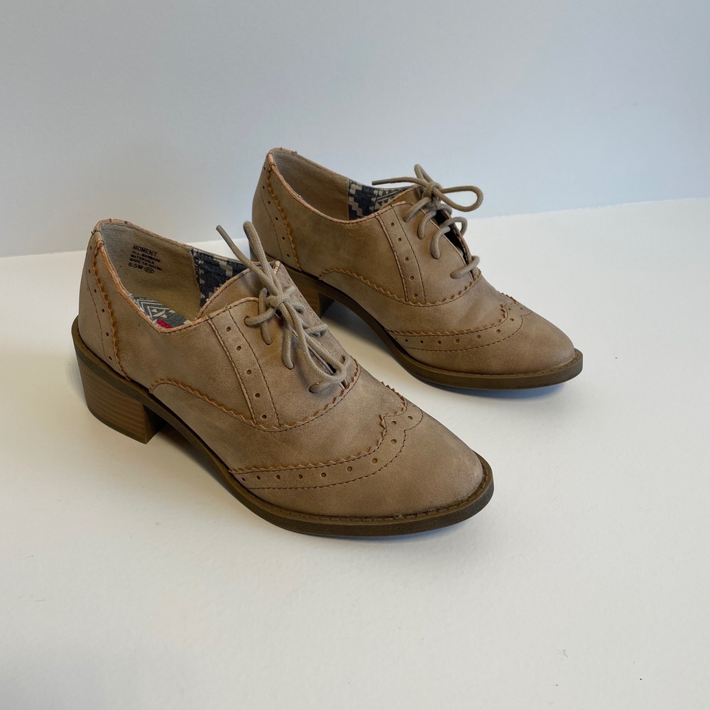Women's Faux Suede Lace Up Wingtip Block Heel Oxfords Brogue‎ Shoes Size 6.5